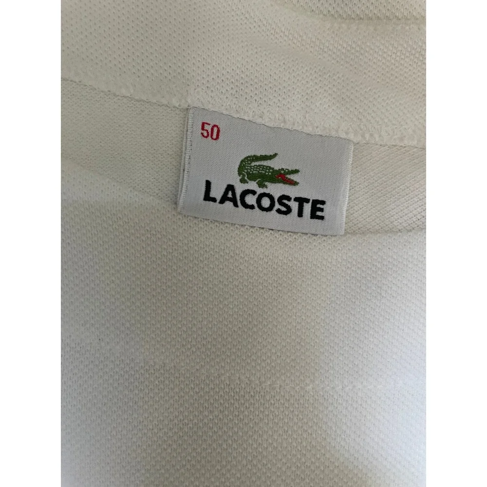 Lacoste Womens White Pique Knit Scoop Neck Short Sleeve T-Shirt Logo US XL EU 50 - Picture 8 of 8